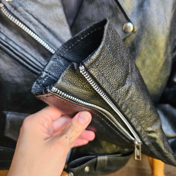 Genuine Black Leather Bomber style Jacket NWOT - Picture 7 of 14